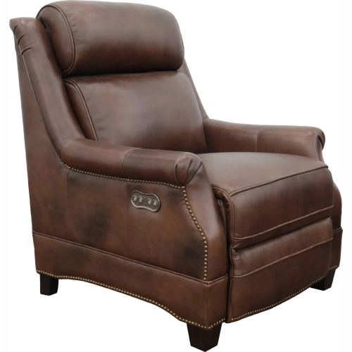 Warrendale Power Recliner w/ Power Head Rest in Worthington Cognac Brown Leather